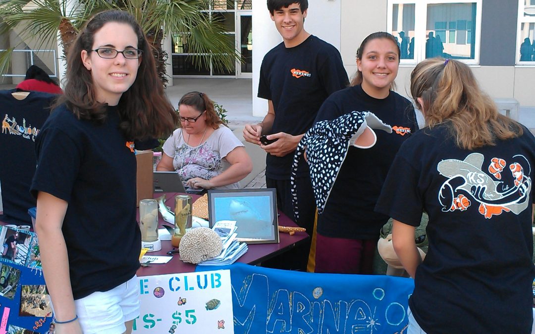 Students at Riverview High School tabling for Marine Club